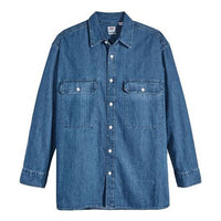 Men's Levis lapel Casual Denim Long Sleeves Shirt Denim 34583-0000
