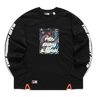 FILA FUSION Printing Sports Loose Long Sleeves Couple Style Black T11U136201F-BK