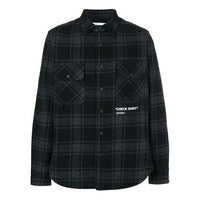 Off-White flannel Basic Loose Plaid Shirt Black Gray OMGA060E18A270101001