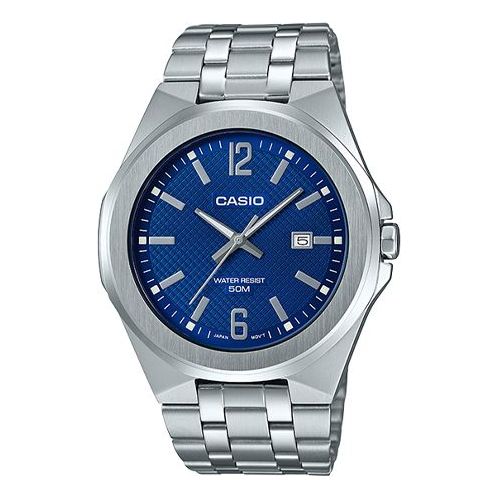 CASIO Waterproof Stainless Steel Strap Mens Blue Analog MTP-E158D-2A2021