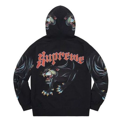 Supreme Panther Zip Up Hooded Sweatshirt 'Black Red White' SUP-SS21-758