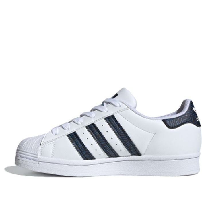 (GS) adidas originals Superstar J 'White Black Blue' FY1552