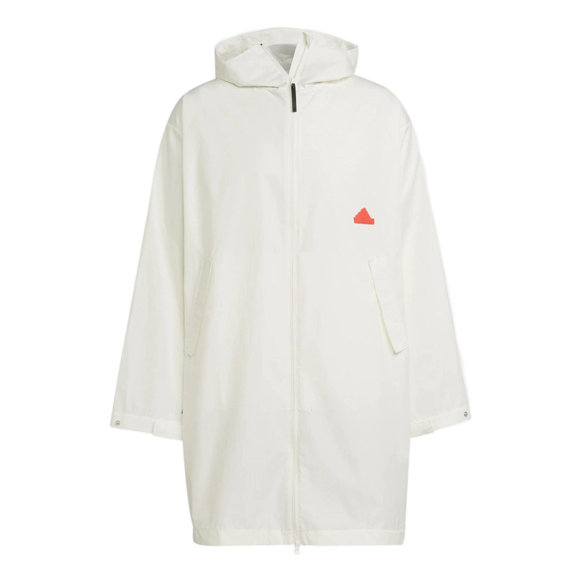 Men's adidas Logo Solid Color Hooded Jacket Windbreaker White HN1943
