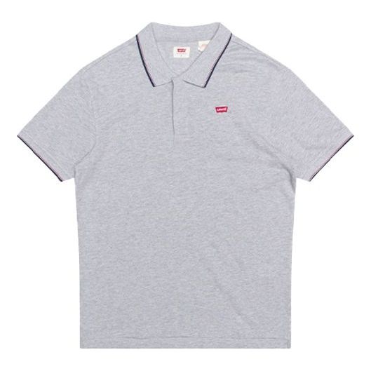 Men's Levis Logo Contrasting Colors Loose Short Sleeve POLO Gray Polo Shirt 85633-0002