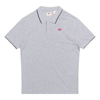 Men's Levis Logo Contrasting Colors Loose Short Sleeve POLO Gray Polo Shirt 85633-0002