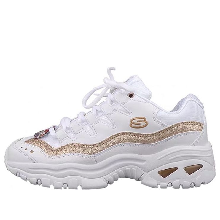 (WMNS) Skechers D'lites Running Shoes White/Gold 13415-WGD