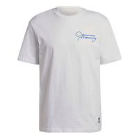 adidas originals Back Alphabet Embroidered Loose Round Neck Short Sleeve White H13523