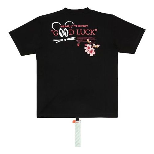 (WMNS) Off-White SS20 Lunar New Year 'Year Of The Rat Good Luck' Peach Blossom Round Neck Short Sleeve OWAA049T20JER0041001