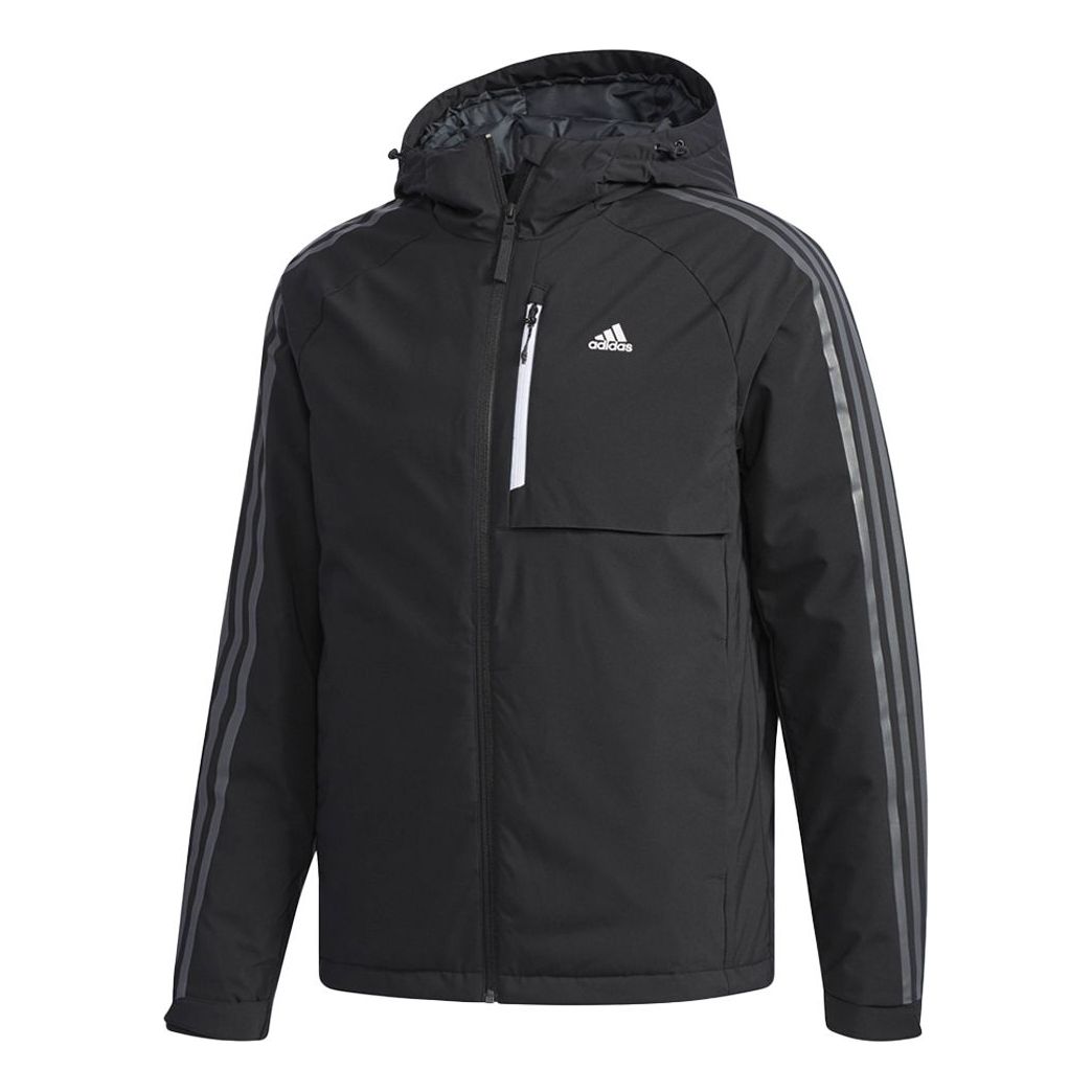 adidas 3stripes Down H Stay Warm raglan sleeve Sports hooded down Jacket Black DM1965