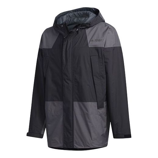 adidas Logo Alphabet Splicing Jacket Black Gray FN0833