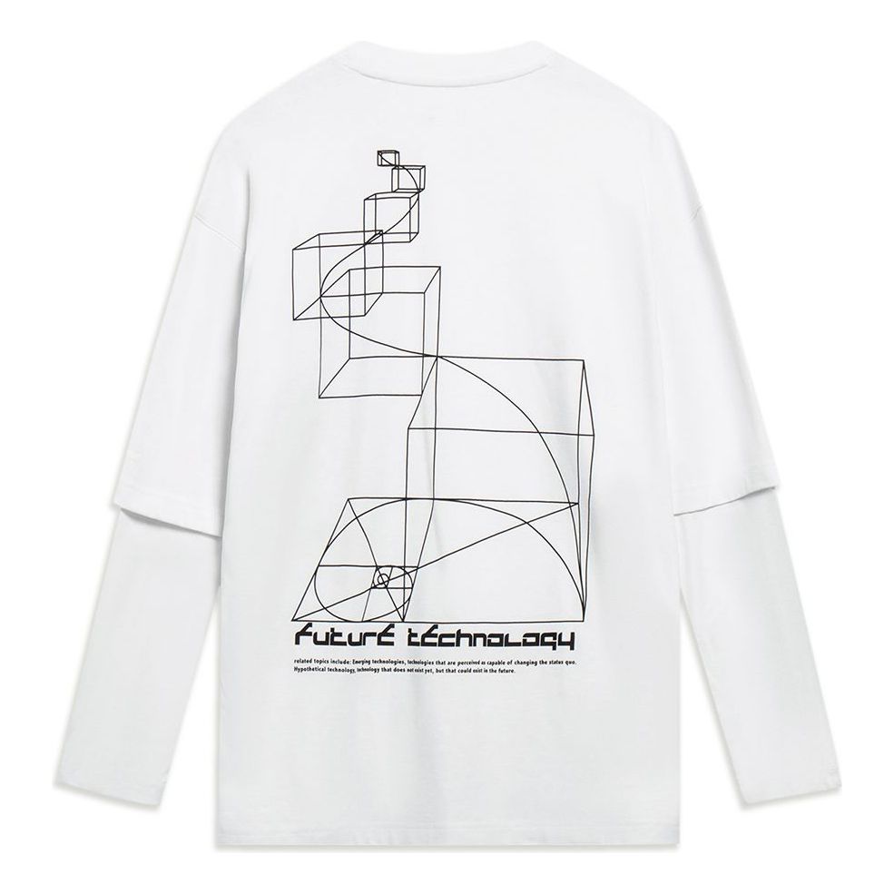 Li-Ning Counterflow Graphic Faux Two-Piece T-shirt 'White' AHST581-1