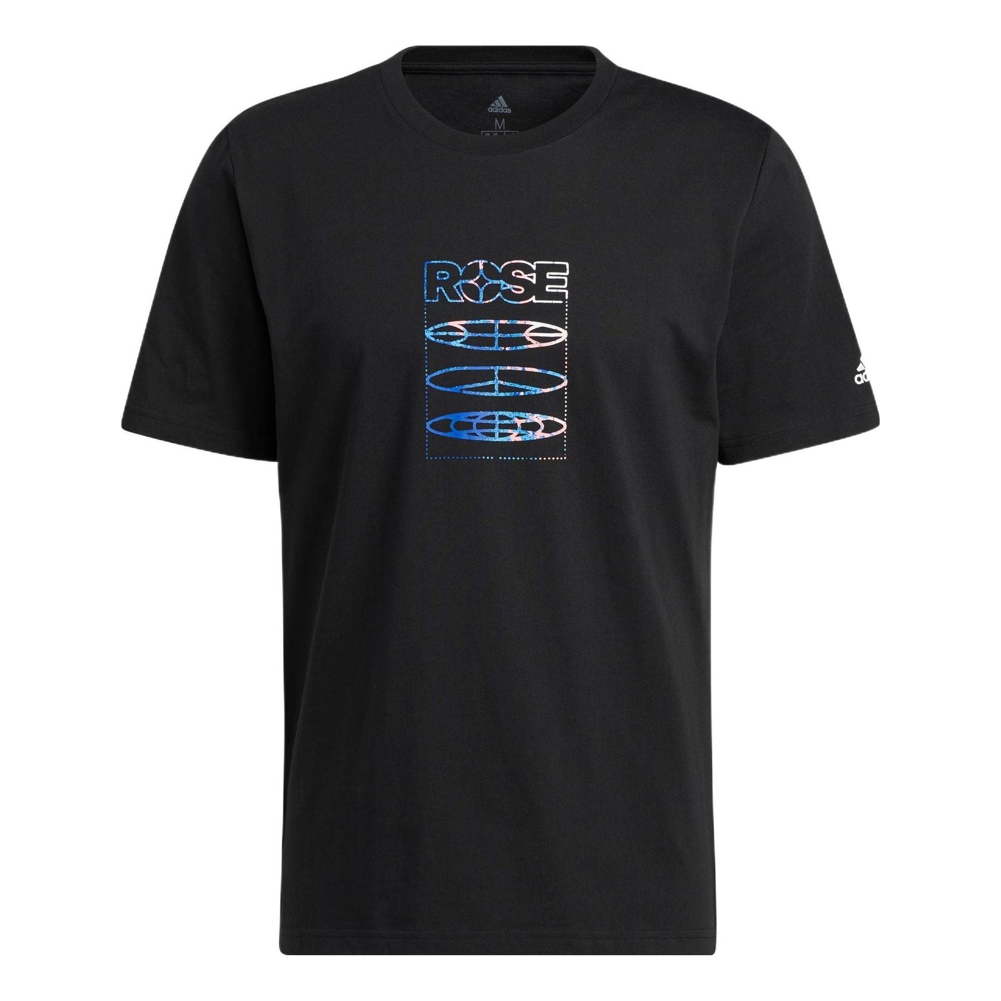 Men's adidas Rose Tee Back Logo Printing Round Neck Pullover Short Sleeve Black T-Shirt HH8943