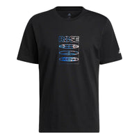 Men's adidas Rose Tee Back Logo Printing Round Neck Pullover Short Sleeve Black T-Shirt HH8943