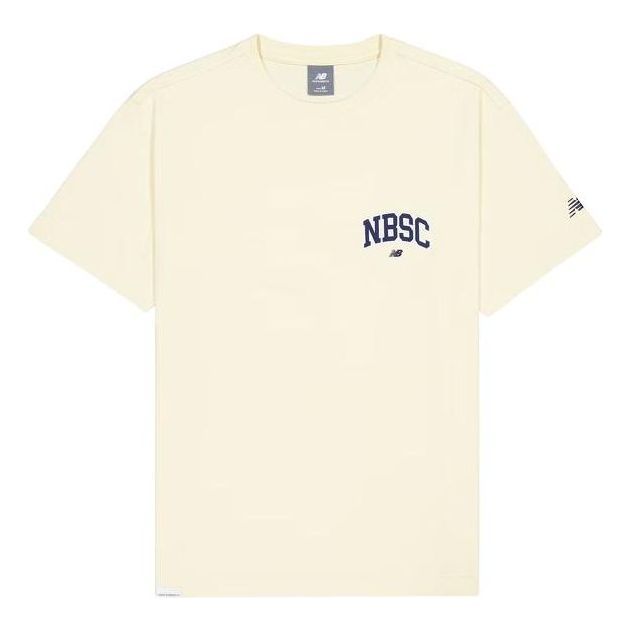 New Balance Small NBSC Graphic T-Shirt Asia Sizing 'Beige Navy' AMT42331-CAU