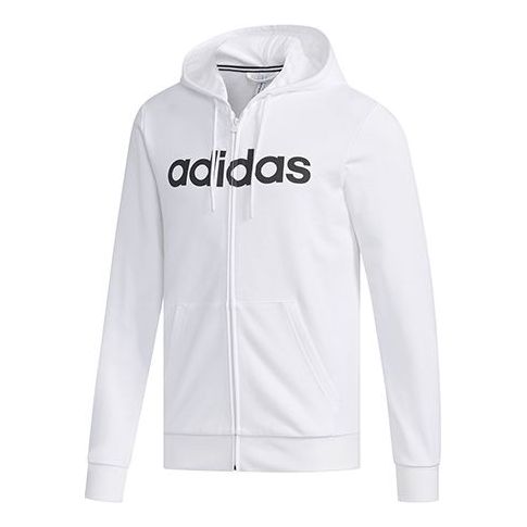 adidas Hooded Jacket Sports Coat Men White EJ7056