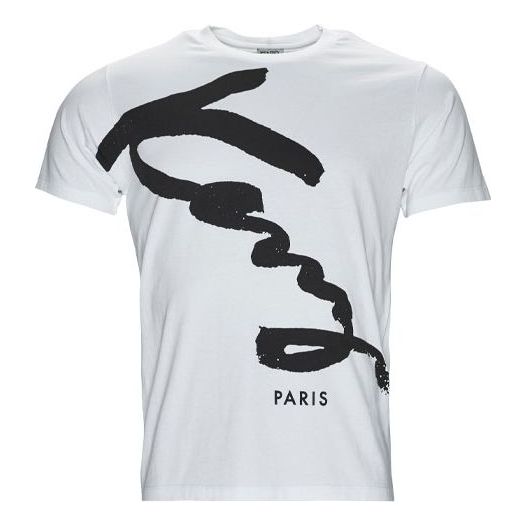 Men's KENZO Alphabet Round Neck Short Sleeve White T-Shirt 5TS0914SG-01
