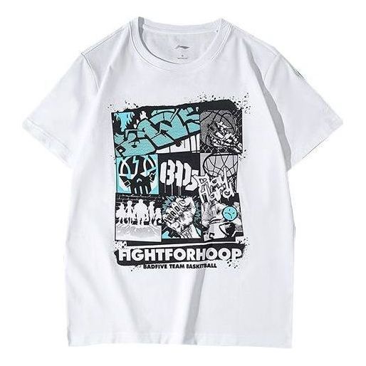 Li-Ning Hoops Cartoon Graphic T-shirt 'White' AHSR725-4