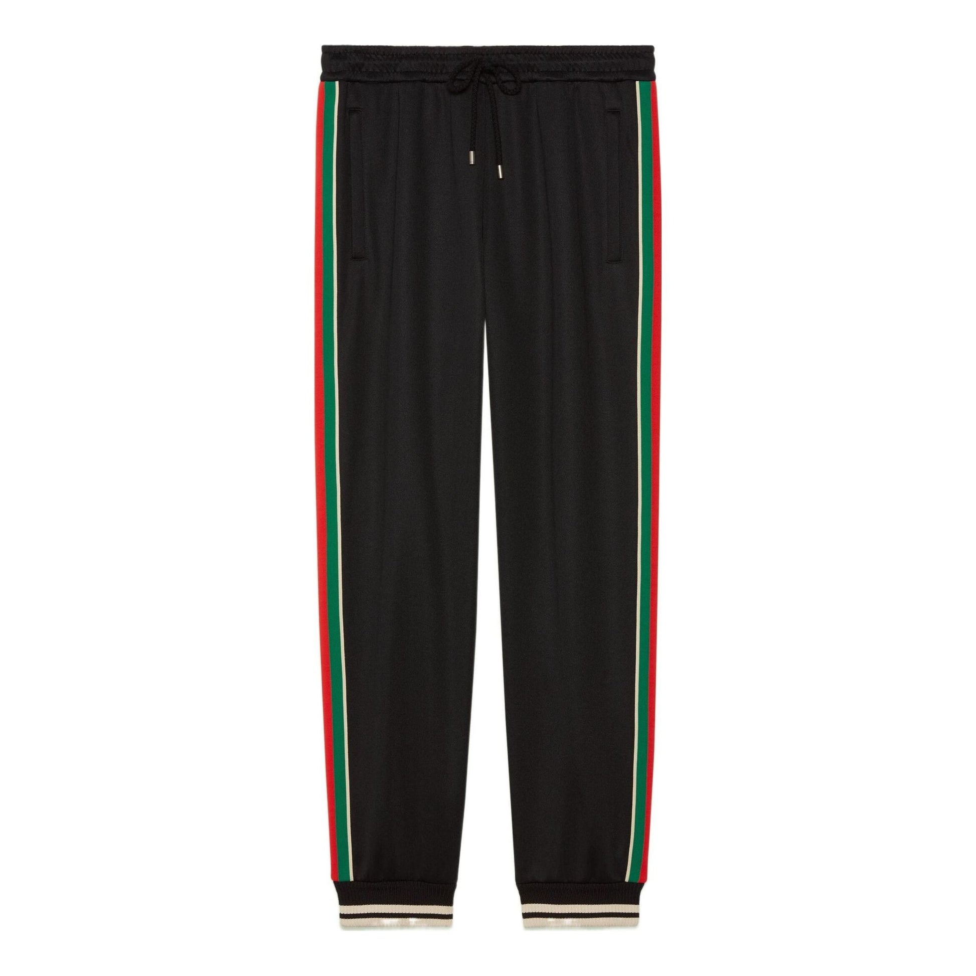 Gucci Tapered Webbing-Trimmed Stretch-Jersey Sweatpants 'Black' 698426-XJEES-1152