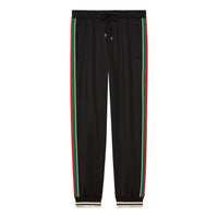 Gucci Tapered Webbing-Trimmed Stretch-Jersey Sweatpants 'Black' 698426-XJEES-1152