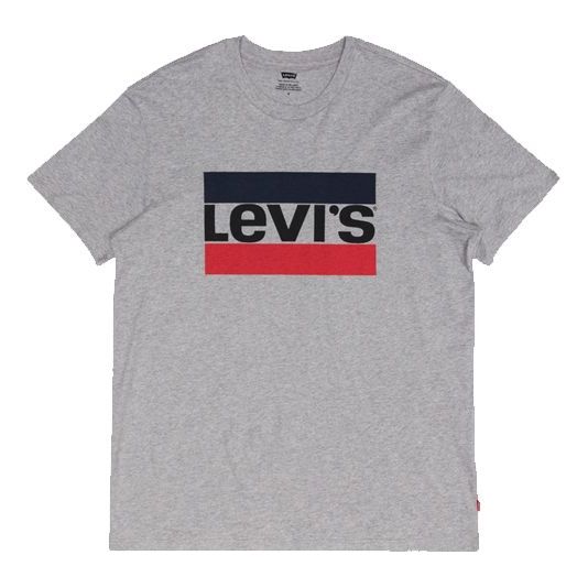 Men's Levis American Retro Sports Series Alphabet Printing Round Neck Short Sleeve Gray T-Shirt 39636-0002
