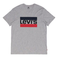 Men's Levis American Retro Sports Series Alphabet Printing Round Neck Short Sleeve Gray T-Shirt 39636-0002