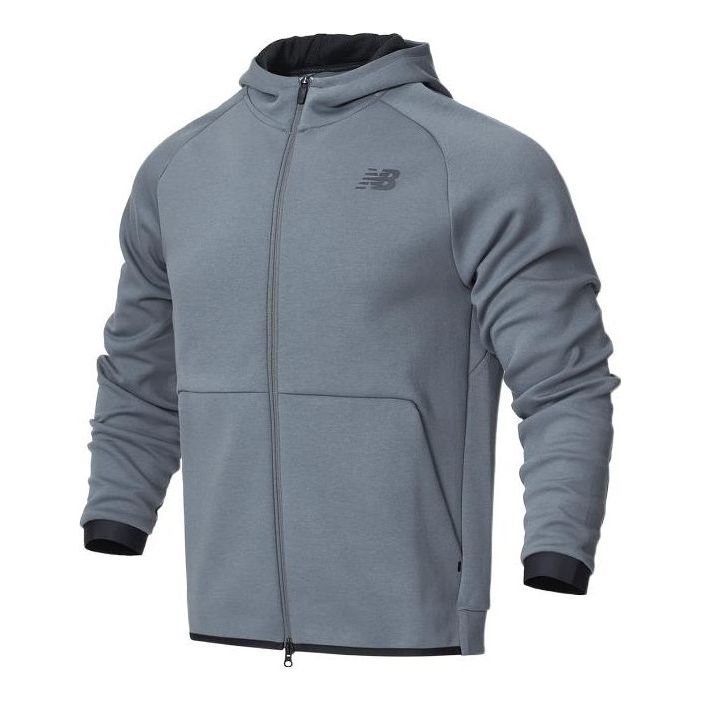 New Balance Logo Sportswear Tech Fleece Windrunner Jacket Asia Sizing 'Grey Black' AMJ21178-LED
