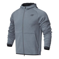 New Balance Logo Sportswear Tech Fleece Windrunner Jacket Asia Sizing 'Grey Black' AMJ21178-LED