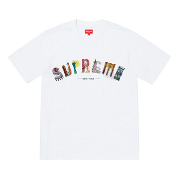 Supreme SS19 City Arc Tee White Embroidered Logo Short Sleeve Unisex SUP-SS19-478