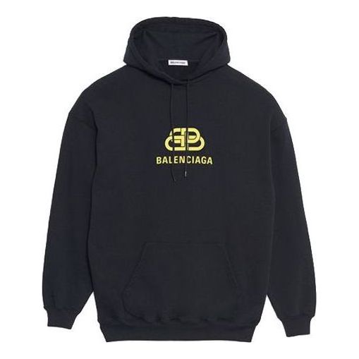 Balenciaga Oversized Interlocked BB Hoodie 'Black Yellow' 578138TEV191361