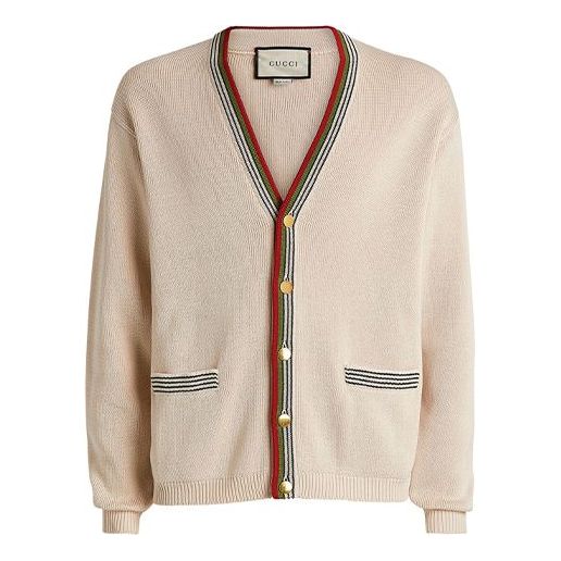 Gucci V-Neck Cotton Cardigan 'Beige' 626268-XKBFU-9750
