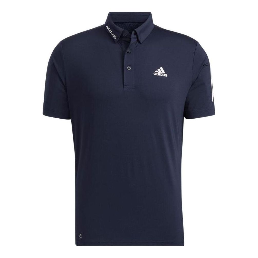 adidas Printing Logo Casual Stripe Short Sleeve Polo Shirt Blue HA3128