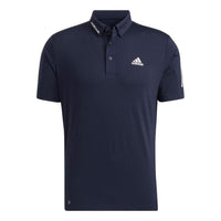 adidas Printing Logo Casual Stripe Short Sleeve Polo Shirt Blue HA3128