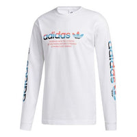 adidas originals Contrasting Colors Logo Printing Sports Round Neck Long Sleeves White GV4393