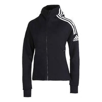 (WMNS) adidas Three Stripes Printing Hooded Jacket Black FL1959