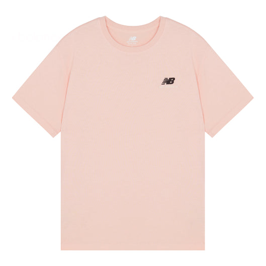New Balance Logo Embroidered Knit Round Neck Short Sleeve Pink T-Shirt UT21503-PIE