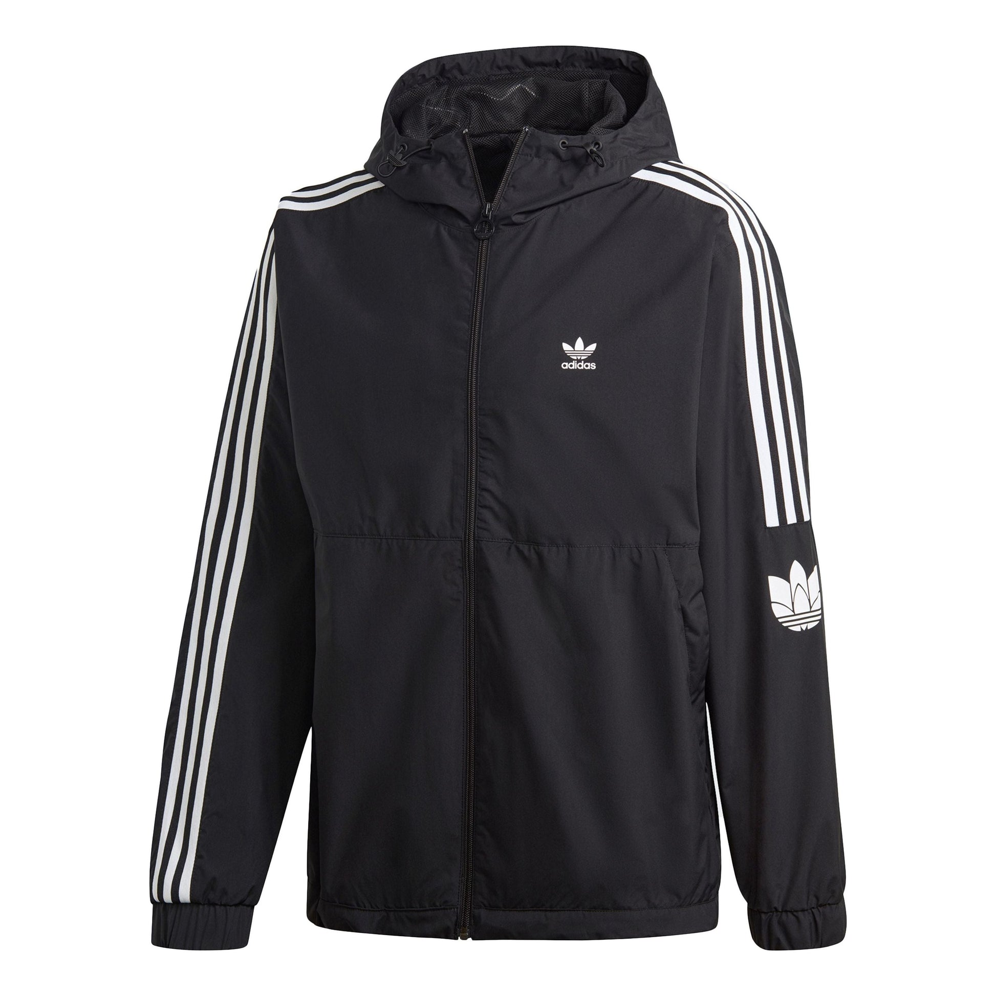 adidas originals Classic Logo Printing hooded track Jacket Black GN1867