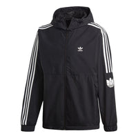 adidas originals Classic Logo Printing hooded track Jacket Black GN1867