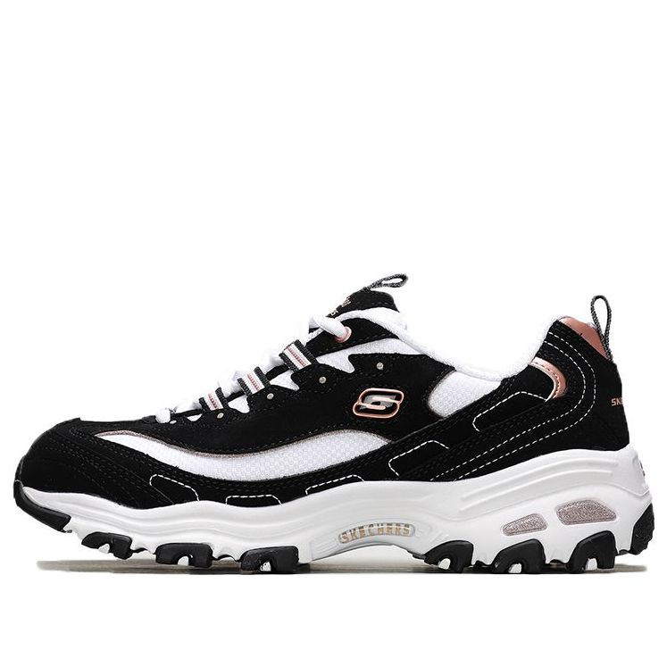 (WMNS) Skechers D'Lites Devoted Fan Low-Top Running Shoes Black/White 13154-BKRG