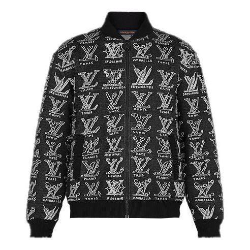 LOUIS VUITTON LV Jacquard Zipper Waist Jacket For Men Black 1A8GVC