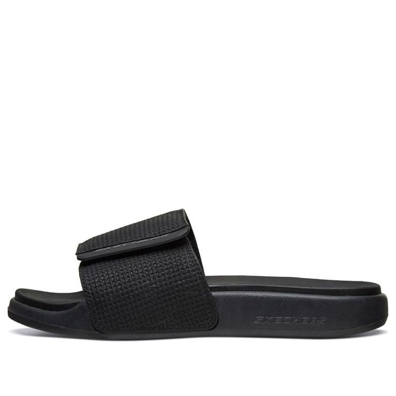 Skechers Velcro Flat Heel Sports Slippers Black 51729-BBK