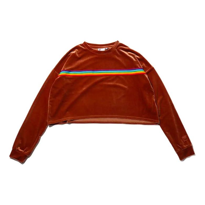 (WMNS) FILA x Atmos Pink Stripe Sweateshirt Brown FL3551-06