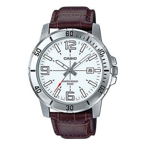 CASIO Leather Band Waterproof Business Style Men Quartz Mens Brown Analog MTP-VD01L-7BV