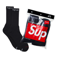 Supreme x Hanes Crew Socks (4 Pack) 'Black' SUP-SS23-049