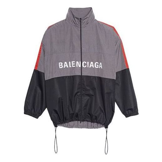 Balenciaga Two-Tone Logo-Print Shell Jacket 'Grey' 534317TDO051408