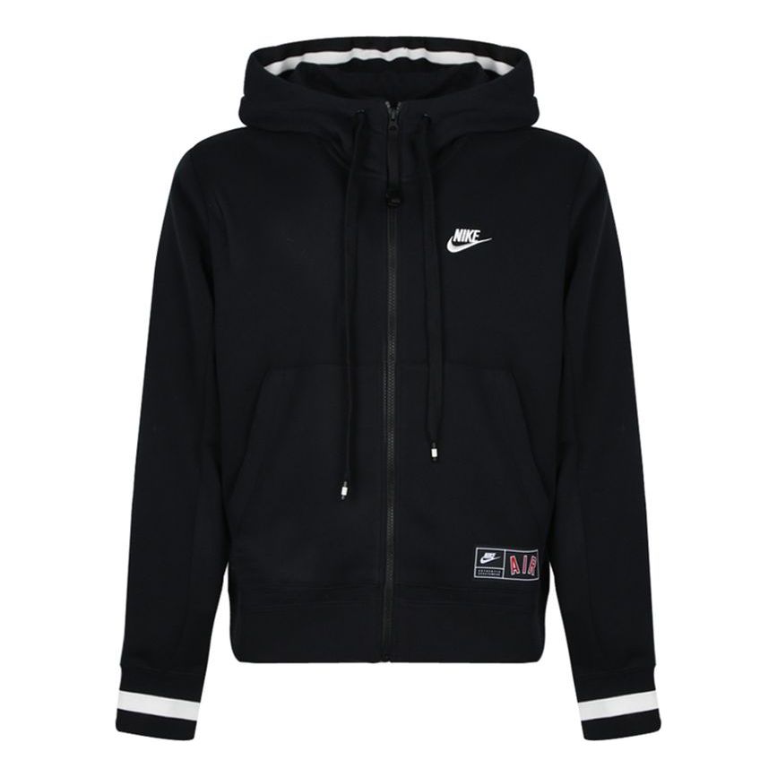 Nike Alphabet hooded Zipper Fleece Jacket Black AR1816-010