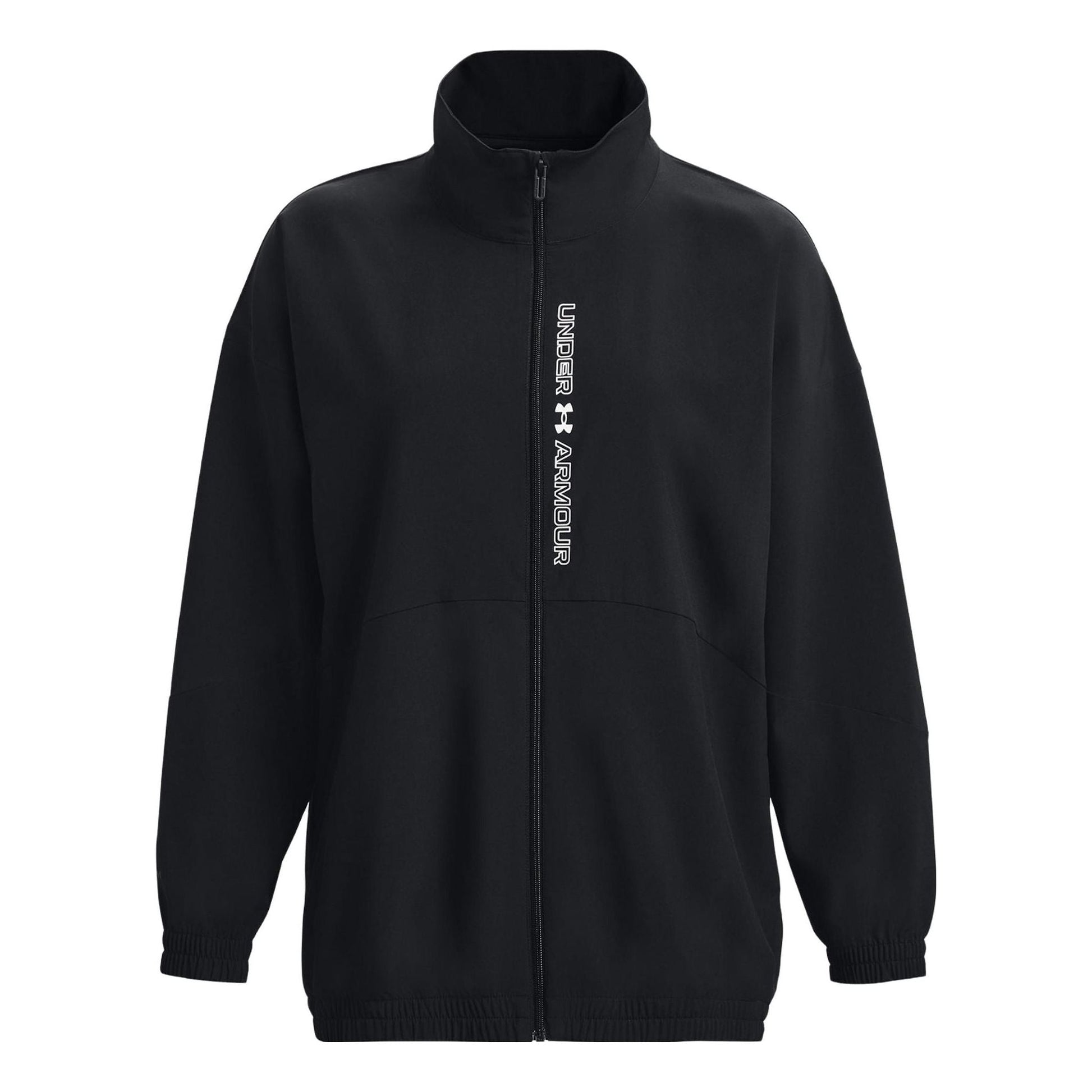 (WMNS) Under Armour Woven Full Zip Oversized Jacket 'Black' 1369890-002