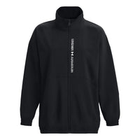 (WMNS) Under Armour Woven Full Zip Oversized Jacket 'Black' 1369890-002