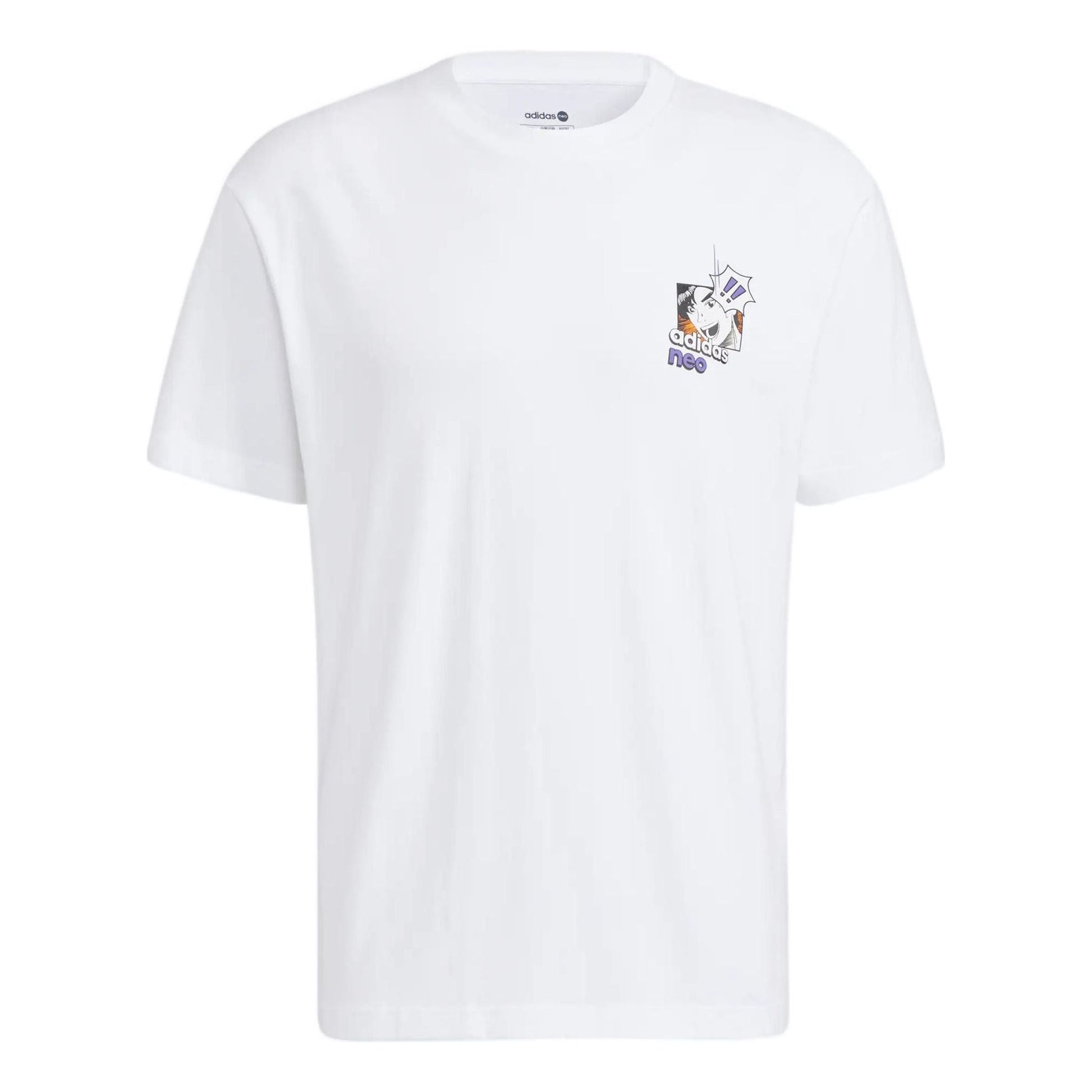 Men's adidas neo Cartoon Character Printing Logo Round Neck Short Sleeve White T-Shirt HD4624