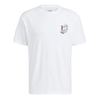 Men's adidas neo Cartoon Character Printing Logo Round Neck Short Sleeve White T-Shirt HD4624