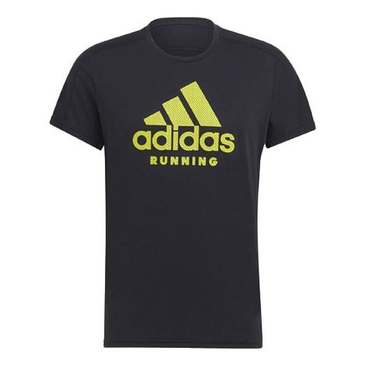 adidas Run Logo Tee M Running Sports Printing Short Sleeve Black GJ6472